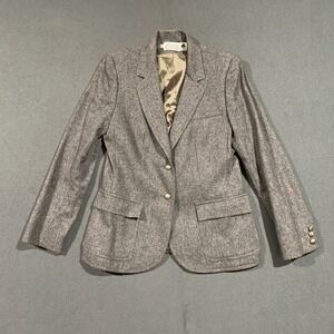 80s Blazer Womens Size 12 Gray Wool Blend Tweed Sport Coat Excellent Condition